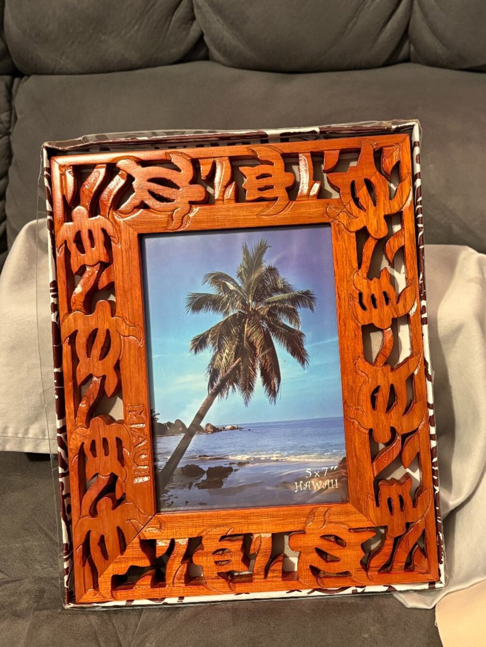 VTG 2000's Hawaii Solid Wood Photo w/3D Frame-Carved Sea Turtles-5 X7-NEW IN BOX